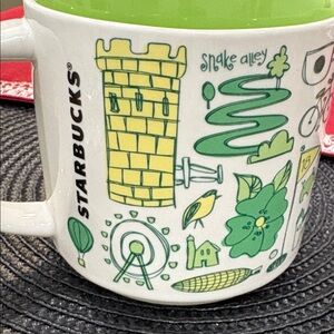 Starbucks Iowa Mug with Green and Yellow Illustrations